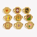 Belle Colorful Enamel Cuff Ring – 18K Gold Plated Stainless Steel 1