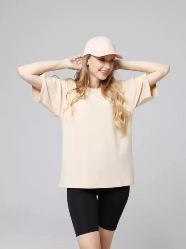 Women’s Oversized Casual T-Shirt – Round Neck, Short Sleeve Minimalist Top 2