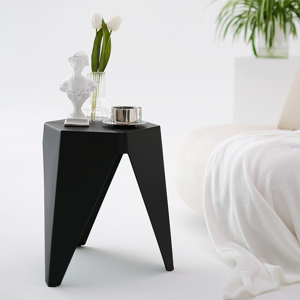 artiss 2x bar stools puzzle plastic foot stool black