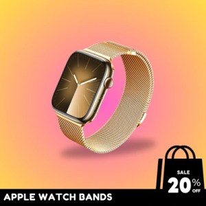 Gold Apple Watch band with 20% discount offer.