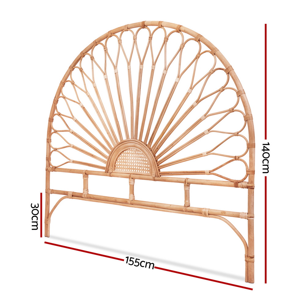 artiss bed headboard queen bedhead rattan mari pine