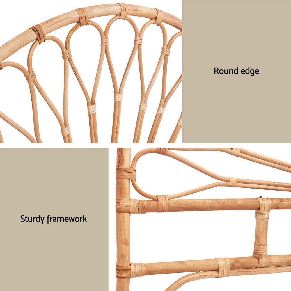 artiss bed headboard queen bedhead rattan mari pine