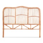 artiss bed headboard double bedhead rattan nero pine