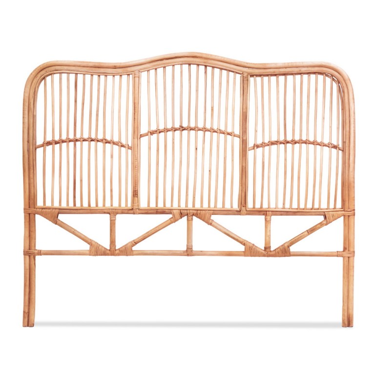 artiss bed headboard double bedhead rattan nero pine