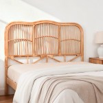artiss bed headboard double bedhead rattan nero pine