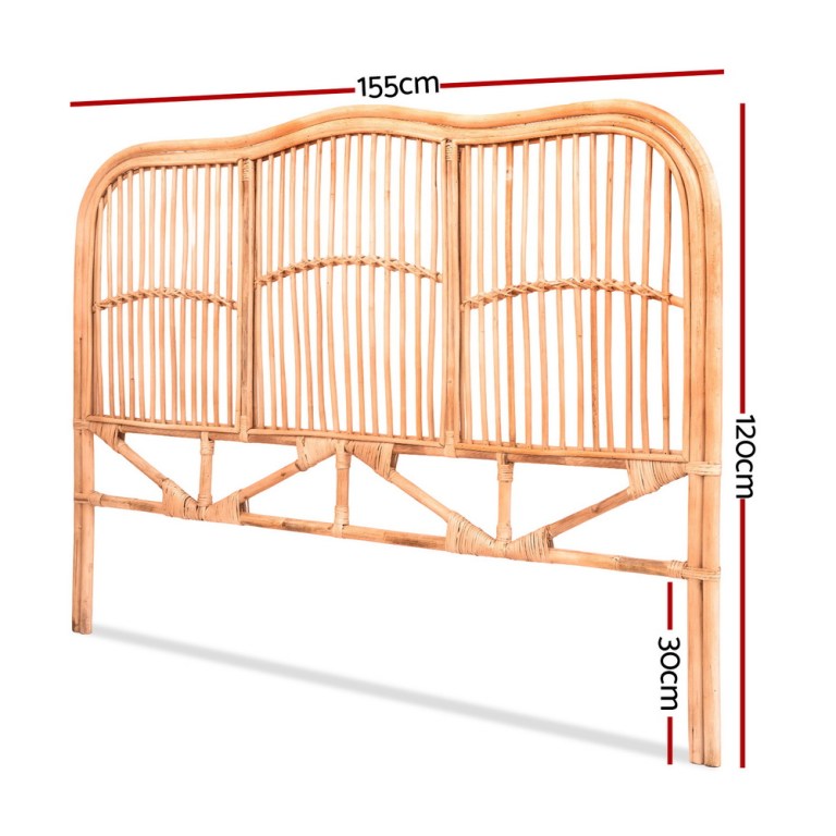 artiss bed headboard queen bedhead rattan nero pine