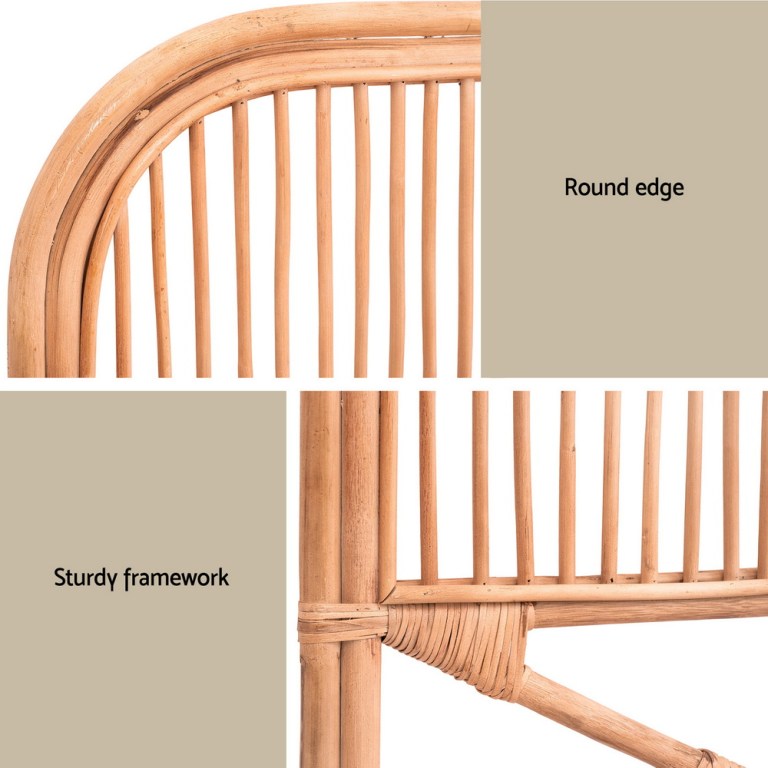 artiss bed headboard queen bedhead rattan nero pine