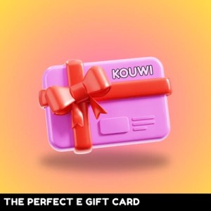 Purple e-gift card with red ribbon.