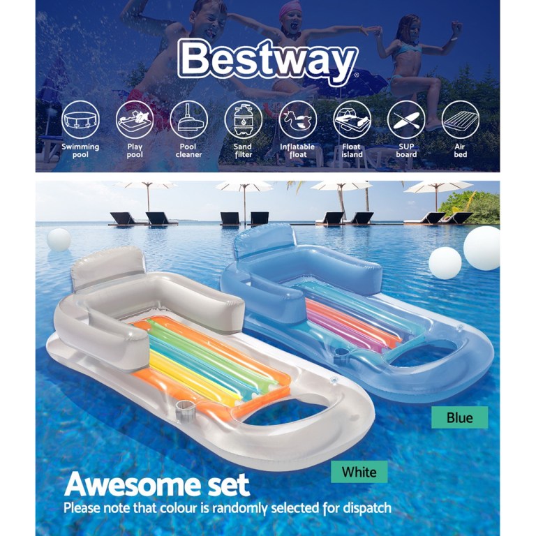 bestway pool float inflatable lounge seat pillow bed cup holder bestway pool float inflatable lounge seat pillow bed cup holder