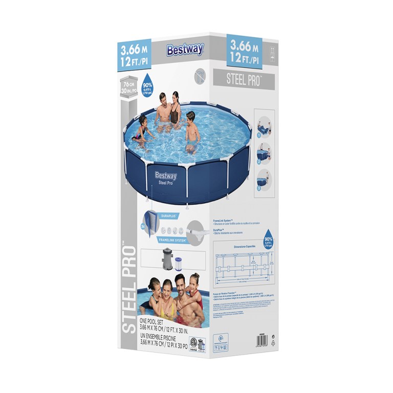 bestway swimming pool 366x76cm steel frame round above ground pools w/ filter pump 6473l bestway swimming pool 366x76cm steel frame round above ground pools w/ filter pump 6473l