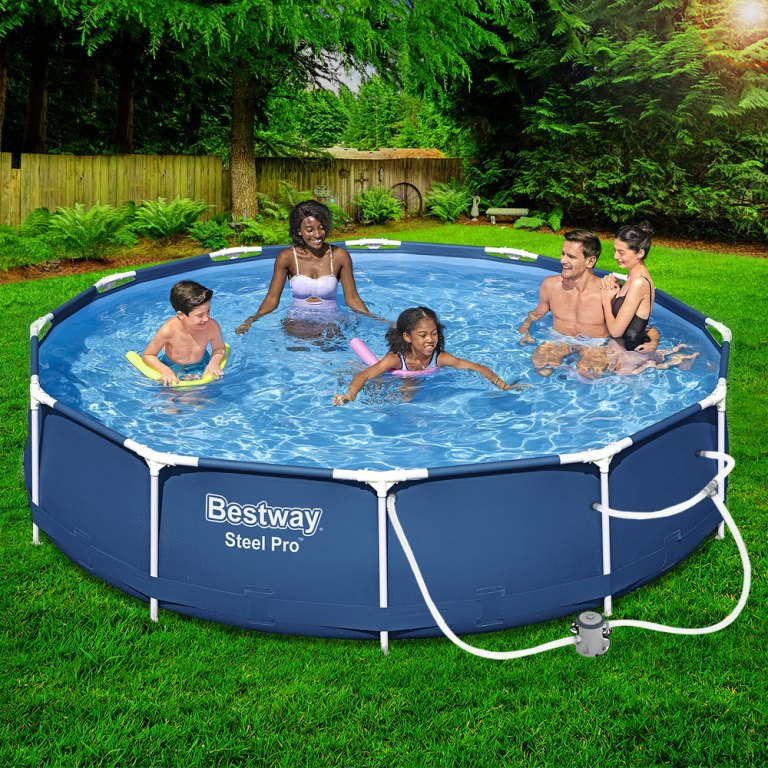 bestway swimming pool 366x76cm steel frame round above ground pools w/ filter pump 6473l bestway swimming pool 366x76cm steel frame round above ground pools w/ filter pump 6473l