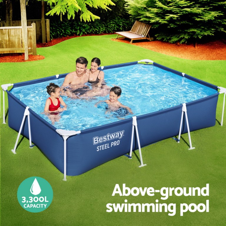 bestway swimming pool 300x201x66cm steel frame above ground pools 3300l bestway swimming pool 300x201x66cm steel frame above ground pools 3300l