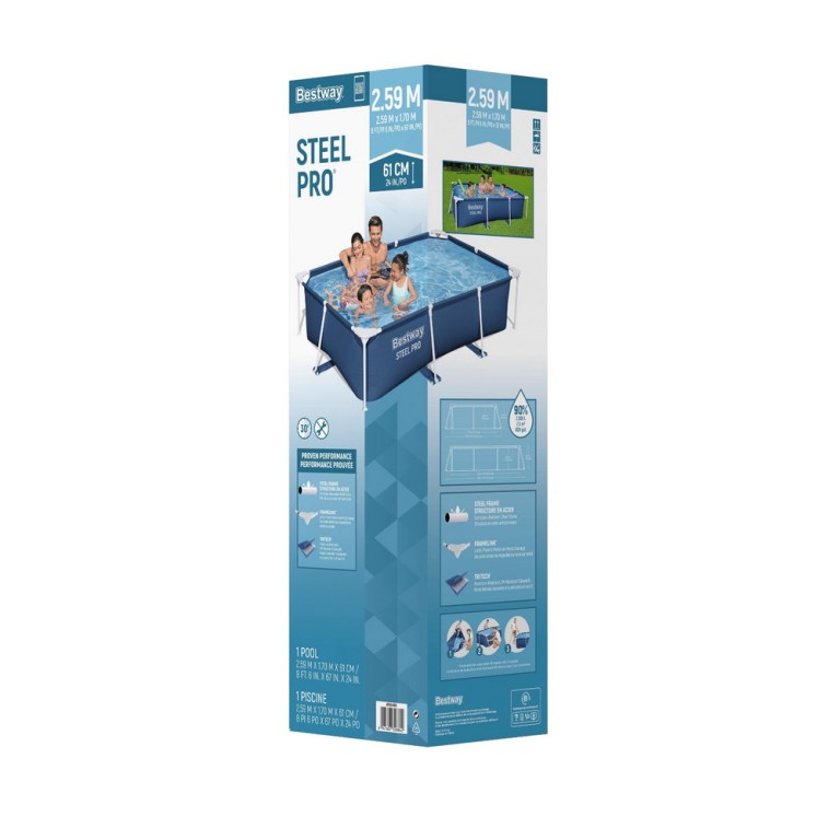 bestway swimming pool 259x170x61cm steel frame above ground pools 2300l bestway swimming pool 259x170x61cm steel frame above ground pools 2300l