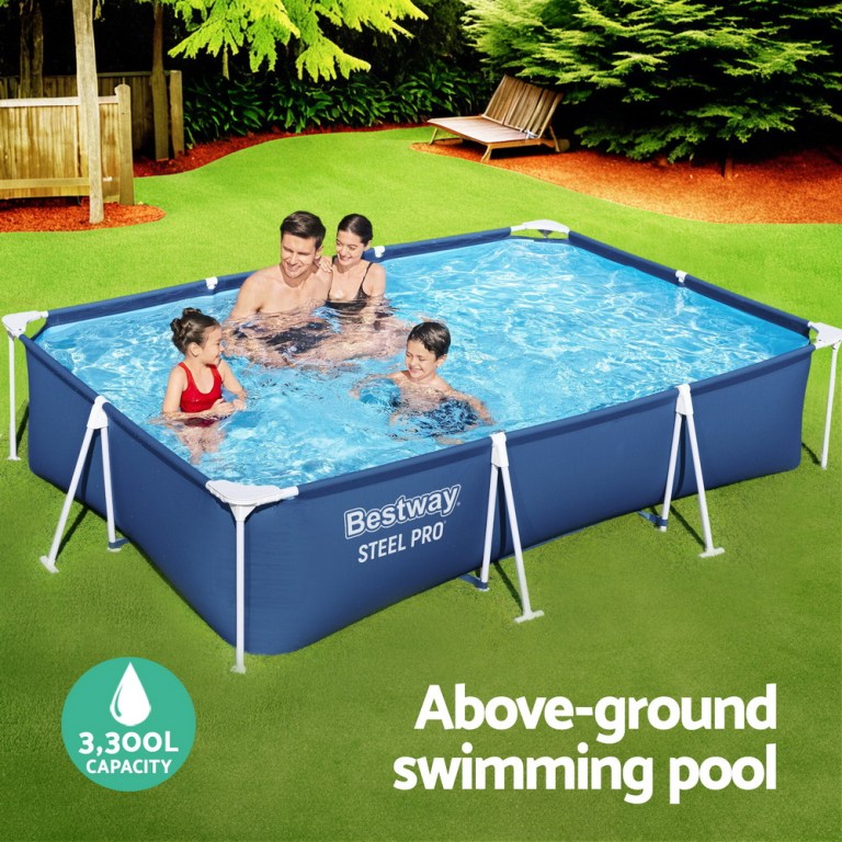 bestway swimming pool 300x201x66cm steel frame above ground pools w/ filter pump 3300l bestway swimming pool 300x201x66cm steel frame above ground pools w/ filter pump 3300l