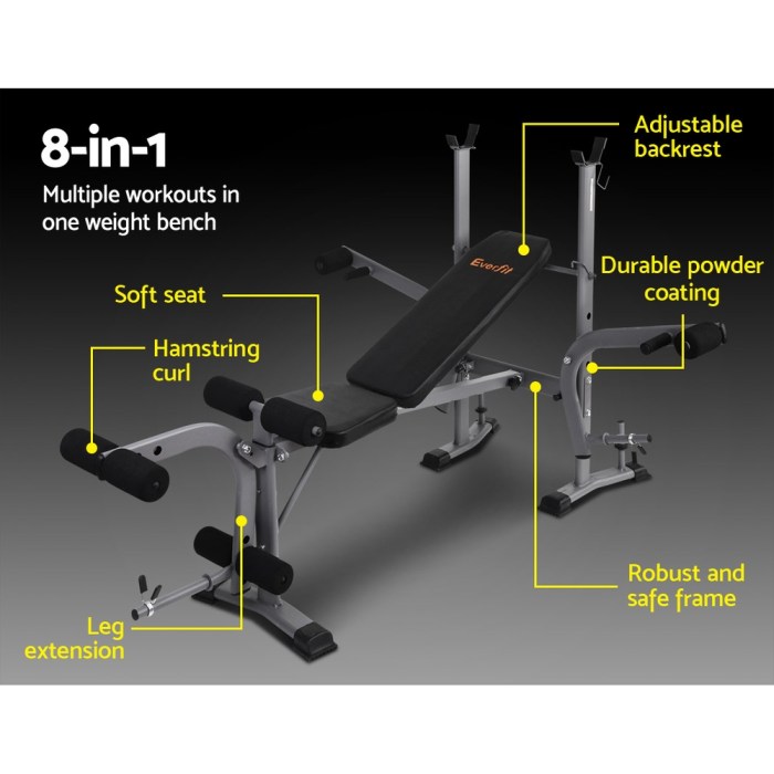 everfit weight bench 8 in 1 bench press adjustable home gym station 200kg everfit weight bench 8 in 1 bench press adjustable home gym station 200kg