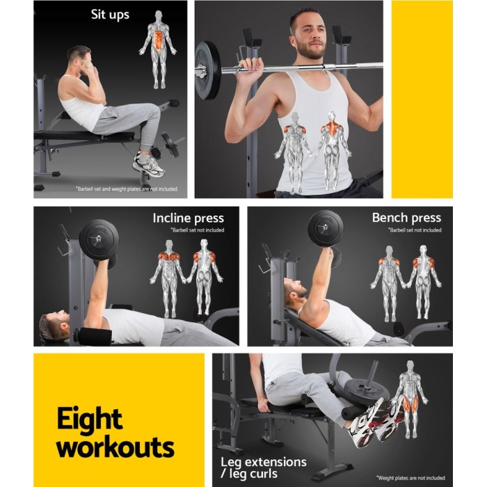 everfit weight bench 8 in 1 bench press adjustable home gym station 200kg everfit weight bench 8 in 1 bench press adjustable home gym station 200kg
