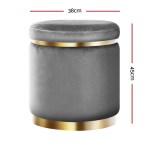 artiss ottoman foot stool round velvet charcoal