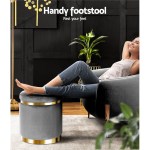 artiss ottoman foot stool round velvet charcoal