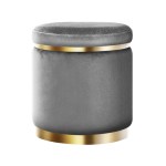 artiss ottoman foot stool round velvet charcoal