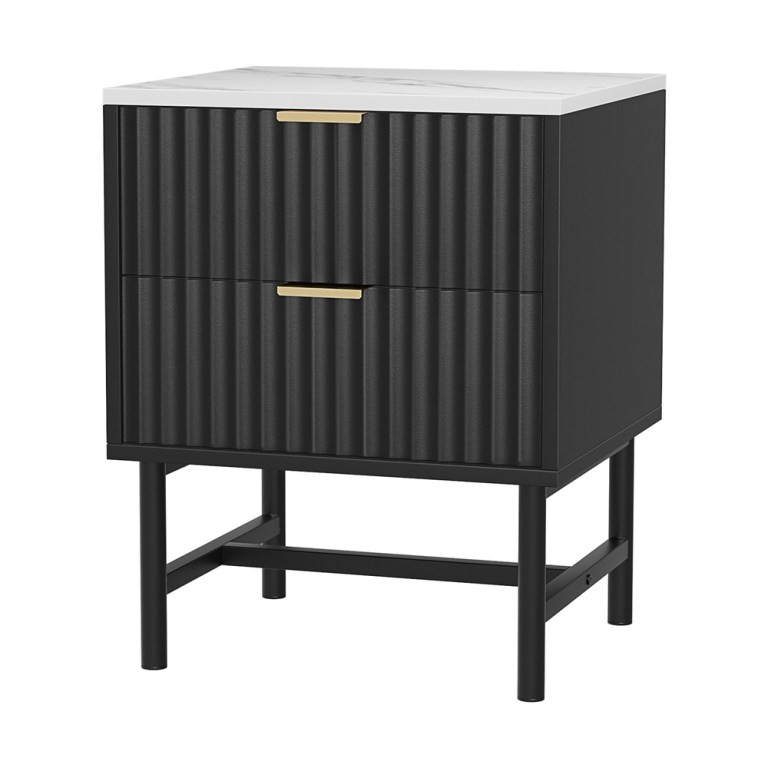 artiss bedside table 2 drawers black