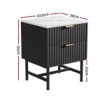 artiss bedside table 2 drawers black