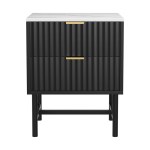 artiss bedside table 2 drawers black
