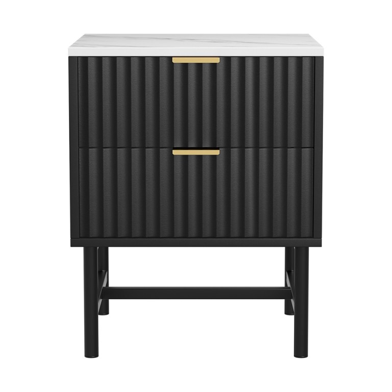 artiss bedside table 2 drawers black