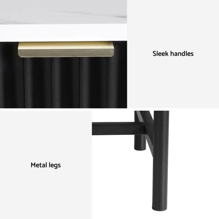 artiss bedside table 2 drawers black