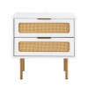 artiss rattan bedside table 2 drawers pine artiss rattan bedside table 2 drawers pine