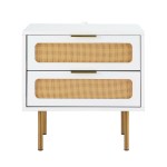 artiss rattan bedside table 2 drawers pine