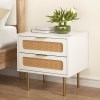 artiss rattan bedside table 2 drawers pine artiss rattan bedside table 2 drawers pine