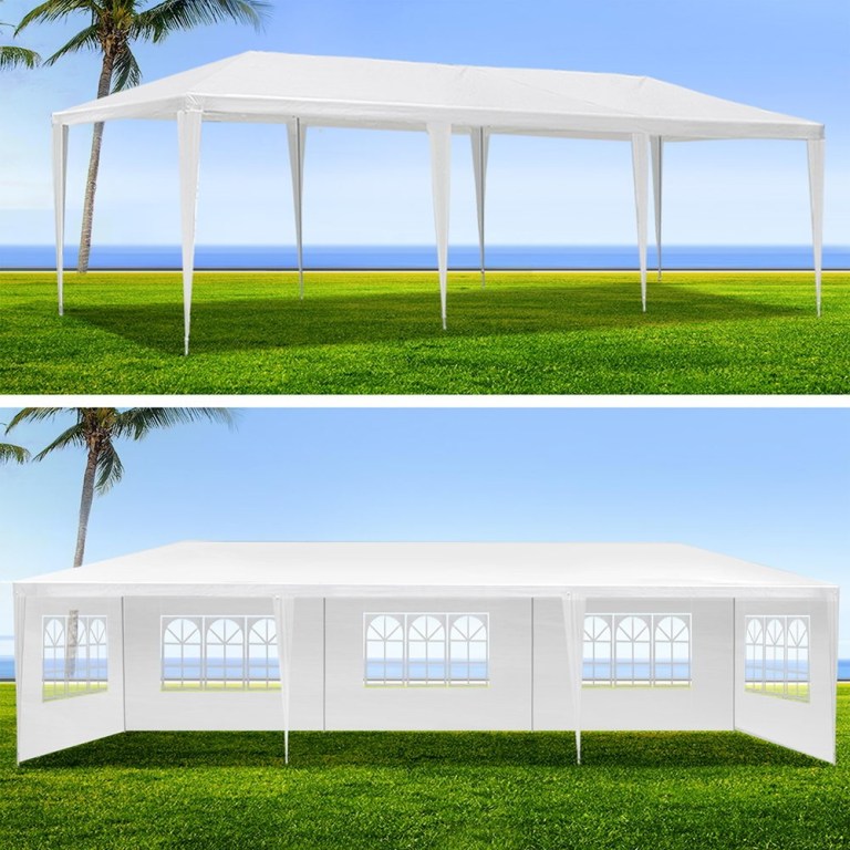 instahut gazebo 3x9m marquee wedding party tent outdoor camping side wall canopy 5 panel white instahut gazebo 3x9m marquee wedding party tent outdoor camping side wall canopy 5 panel white