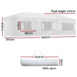 instahut gazebo 3x9m marquee wedding party tent outdoor camping side wall canopy 8 panel white instahut gazebo 3x9m marquee wedding party tent outdoor camping side wall canopy 8 panel white