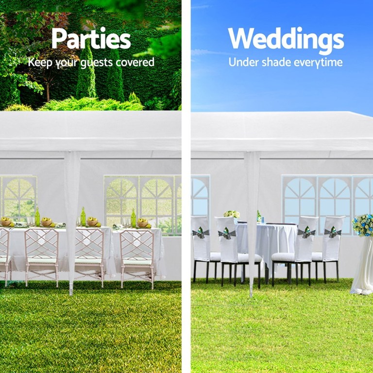 instahut gazebo 3x9m marquee wedding party tent outdoor camping side wall canopy 8 panel white instahut gazebo 3x9m marquee wedding party tent outdoor camping side wall canopy 8 panel white
