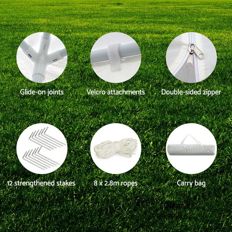 instahut gazebo 3x9m marquee wedding party tent outdoor camping side wall canopy 8 panel white instahut gazebo 3x9m marquee wedding party tent outdoor camping side wall canopy 8 panel white