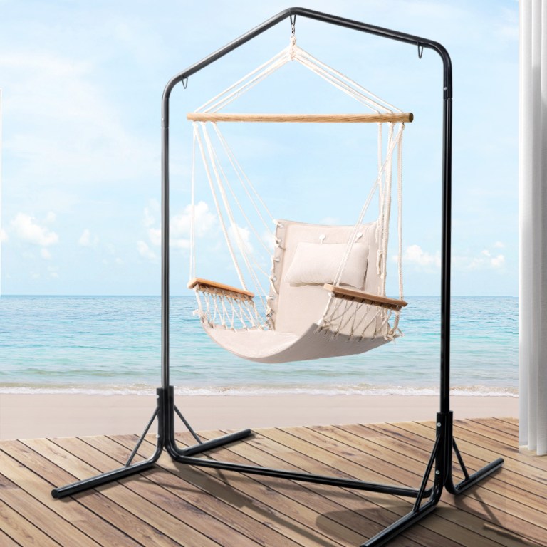 gardeon outdoor hammock chair with stand swing hanging hammock garden cream gardeon outdoor hammock chair with stand swing hanging hammock garden cream