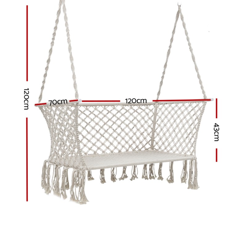 gardeon hammock chair outdoor portable camping hammocks 2 person cream