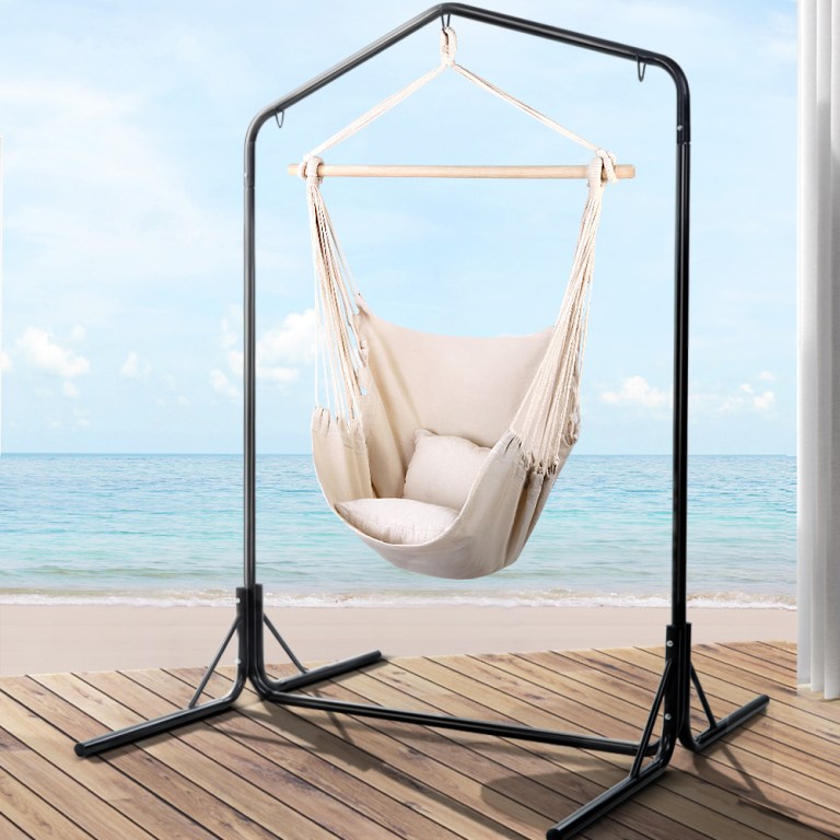 gardeon outdoor hammock chair with stand hanging hammock with pillow cream gardeon outdoor hammock chair with stand hanging hammock with pillow cream