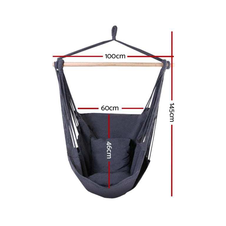 gardeon hammock chair outdoor camping hanging hammocks cushion pillow grey