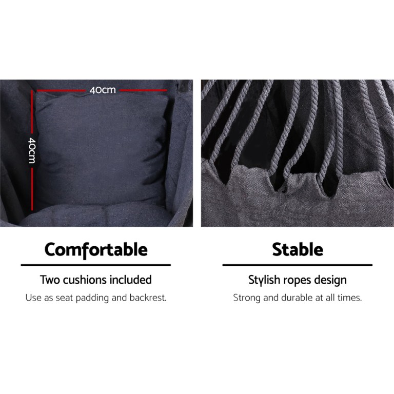 gardeon hammock chair outdoor camping hanging hammocks cushion pillow grey