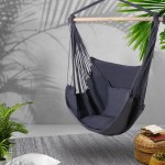 gardeon hammock chair outdoor camping hanging hammocks cushion pillow grey