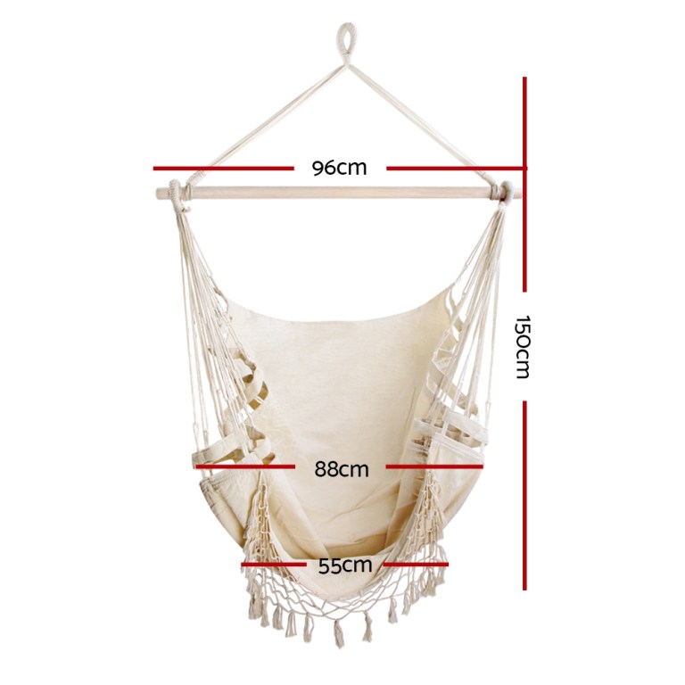 gardeon hanging hammock chair outdoor swing hammocks tassel cream gardeon hanging hammock chair outdoor swing hammocks tassel cream