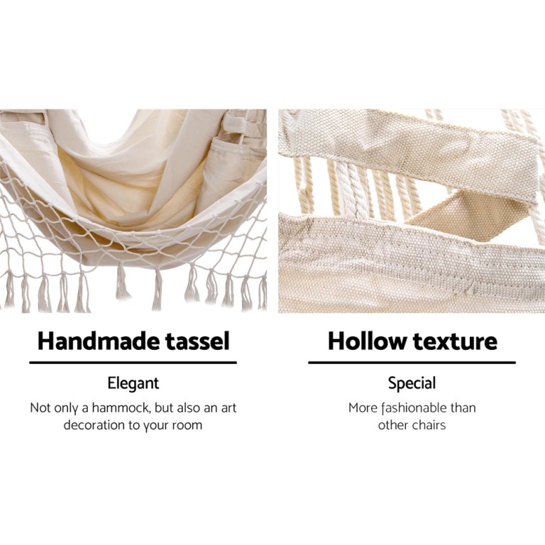 gardeon hanging hammock chair outdoor swing hammocks tassel cream gardeon hanging hammock chair outdoor swing hammocks tassel cream