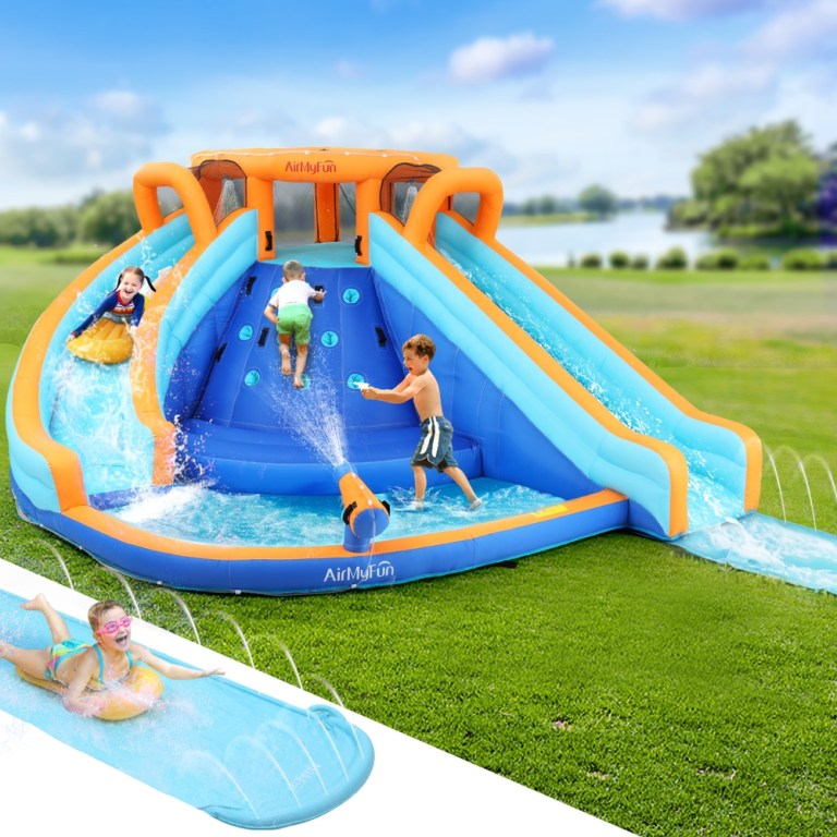 airmyfun kids inflatable pool water double slide park jumping castle 465x390cm airmyfun kids inflatable pool water double slide park jumping castle 465x390cm