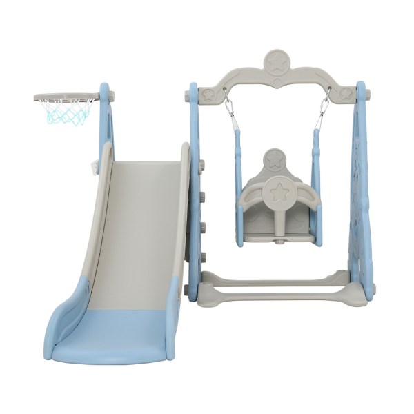 keezi kids slide swing set basketball hoop outdoor playground toys 170cm blue