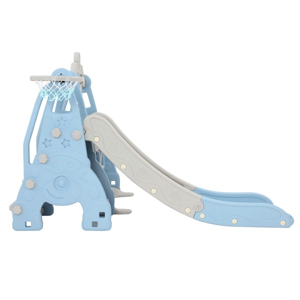 keezi kids slide swing set basketball hoop outdoor playground toys 170cm blue