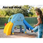 keezi kids slide set baseball bat basketball hoop outdoor playground 120cm blue