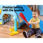 keezi kids slide set baseball bat basketball hoop outdoor playground 120cm blue