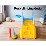 keezi kids slide set baseball bat basketball hoop outdoor playground 120cm blue