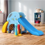 keezi kids slide set baseball bat basketball hoop outdoor playground 120cm blue